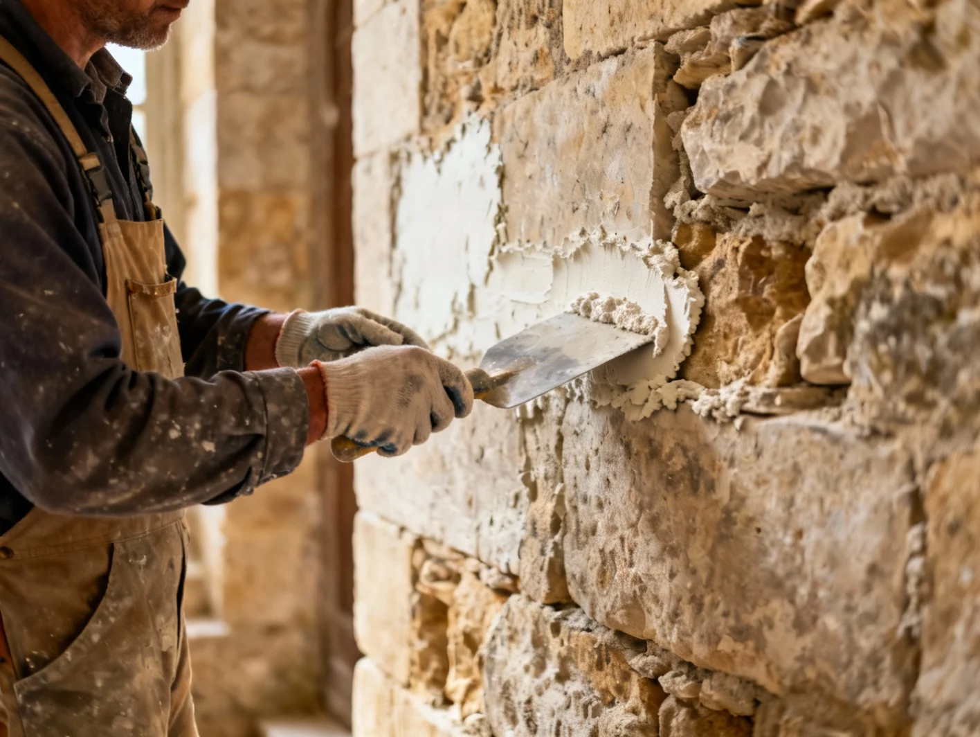 Rénovation d'une maison ancienne en pierre à Dampierre